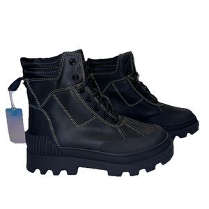 Circus by Sam Edelman Womens  Size 8.5 Boots Black Isabella Leather Rain Combat